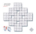 Giant Sudoku for smartest. Logic puzzle. Big size game with 9 squares, difficult level. Printable page for kids brain teaser book