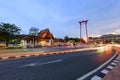 Giant swing landmark of bangkok city with traffic lighting of the car Royalty Free Stock Photo