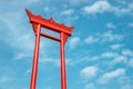 The Giant Swing post or Sao Chingcha signature landmark travel location of Bangkok, Thailand with blue sky space for text Royalty Free Stock Photo