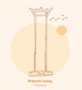 The Giant Swing religious structure hand drawing vector illustration Brahmin thailand