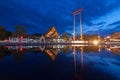 The Giant Swing and Suthat Temple at Twilight Time, in Bangkok T Royalty Free Stock Photo