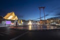 The Giant Swing and Suthat Temple at Twilight Time, in Bangkok Thailand Royalty Free Stock Photo