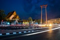 Giant Swing with Wat Suthat Temple at night in Bangkok, Thailand