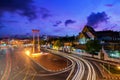 Giant Swing with Wat Suthat Temple at night in Bangkok, Thailand Royalty Free Stock Photo