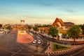 The Giant Swing with Wat Suthat Thepwararam at dusk, Bangkok