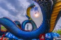 Giant Thai Naga Statue in the Phu Manorom Temple, Mukdahan, Thailand Royalty Free Stock Photo