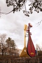 Giant traditional stringed musical instruments - balalaika and pipa lute