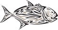 Giant Trevally Side Isolated Tribal Art Royalty Free Stock Photo