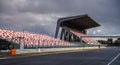 Giant tribune with colorized seats Royalty Free Stock Photo