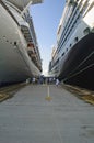 Between the giant, two cruise ships Royalty Free Stock Photo