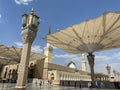 Giant umbrellas at Nabawi Mosque, Medina Saudi Arabia