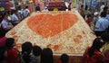 Giant valentine pizza