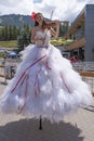 Canada Day celebrations parade at Whistler Village features giant fiddle player