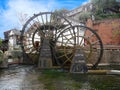 The giant water wheels in Lijiang old town Royalty Free Stock Photo