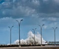 Giant waves crash against the Malecon of Havana