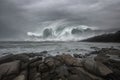 giant waves hitting the coast Royalty Free Stock Photo