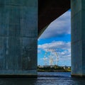 Giant wheel under cloudy blue sky Royalty Free Stock Photo