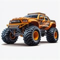 Giant on Wheels: Monster Truck Isolated on White Background. Generative ai Royalty Free Stock Photo