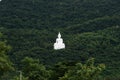 Giant white image of Buddha with green mountain 1 Royalty Free Stock Photo