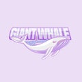 Giant white whale illustration for e-Sport logo, print t-shirt and poster