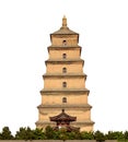 Giant Wild Goose Pagoda or Big Wild Goose Pagoda Xi`an, Shaanxi, China isolated on white background