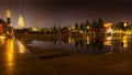 Giant Wild Goose Pagoda and reflections in North Square, Xi`an, China