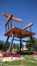 Giant Wooden Chair Sculpture in Public Garden