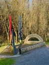 Giant wooden Trigonometry set sculpture at The Land of the Giants, Clare Lake, Claremorris Royalty Free Stock Photo