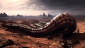 giant worm creature on martian desert surface, neural network generated image