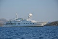 A giant yacht in the Greek islands