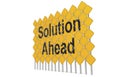 Giant yellow road signs with solution ahead word