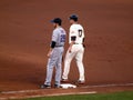 Giants Aubrey Huff begins to take lead from 1st Royalty Free Stock Photo