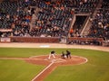 Giants batter moves out of way of incoming pitch to avoid being