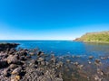 Giants Causeway Aerial view, basalt columns on North Coast of Northern Ireland near bushmills