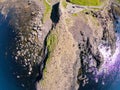 Giants Causeway Aerial view, basalt columns on North Coast of Northern Ireland near bushmills