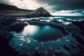 Giants causeway hexagon basalt rock on the sea