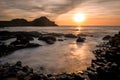 Giants Causeway Northern Ireland beautiful sunset view sunlight long exposure Antrim Coast Royalty Free Stock Photo