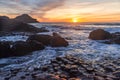 Giants Causeway Northern Ireland beautiful sunset view sunlight long exposure Antrim Coast Royalty Free Stock Photo