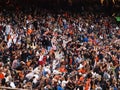 Giants fans do the wave during the late innings