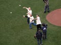 Giants Legends throw out the honor pitch to start Royalty Free Stock Photo