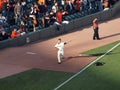 Giants Madison Bumgarner step forward to throws pitch in bullpen