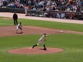 Giants Matt Cain throws pitch