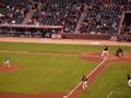 Giants vs. A's: pitch in mid-flight as bat