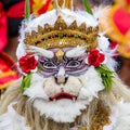 Balinese man dressed in the mask of Hanuman for street ceremony in Gianyar, island Bali, Indonesia