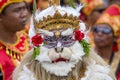 Balinese man dressed in the mask of Hanuman for street ceremony in Gianyar, island Bali, Indonesia