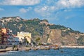 View of the Sicilian coastal town of Giardini Naxos on the Mediterranean Sea