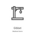gibbet icon vector from medieval items collection. Thin line gibbet outline icon vector illustration. Linear symbol for use on web