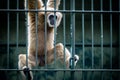 Gibbon clinging inside the Cage at the Zoo Royalty Free Stock Photo