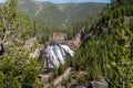 Gibbon Falls waterfall in Yellowstone National Park, daytime long exposure Royalty Free Stock Photo