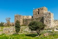 Gibelet old crusader castle walls and towers in Byblos, Lebanon Royalty Free Stock Photo